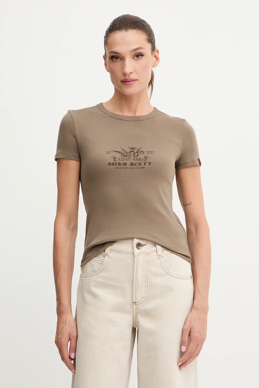 Miss Sixty tricou culoarea maro, 6S3SJ56300