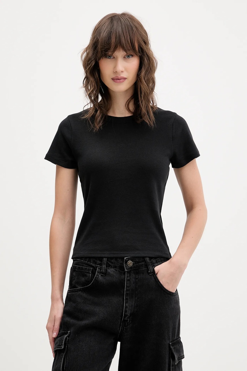 Hollister Co. tricou din bumbac culoarea negru, KI339-5073-900