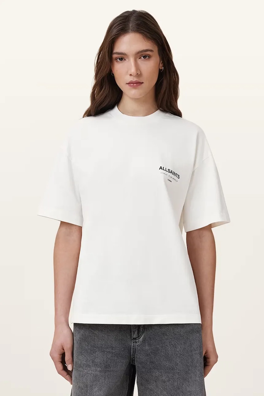 AllSaints tricou din bumbac culoarea alb, W202JC