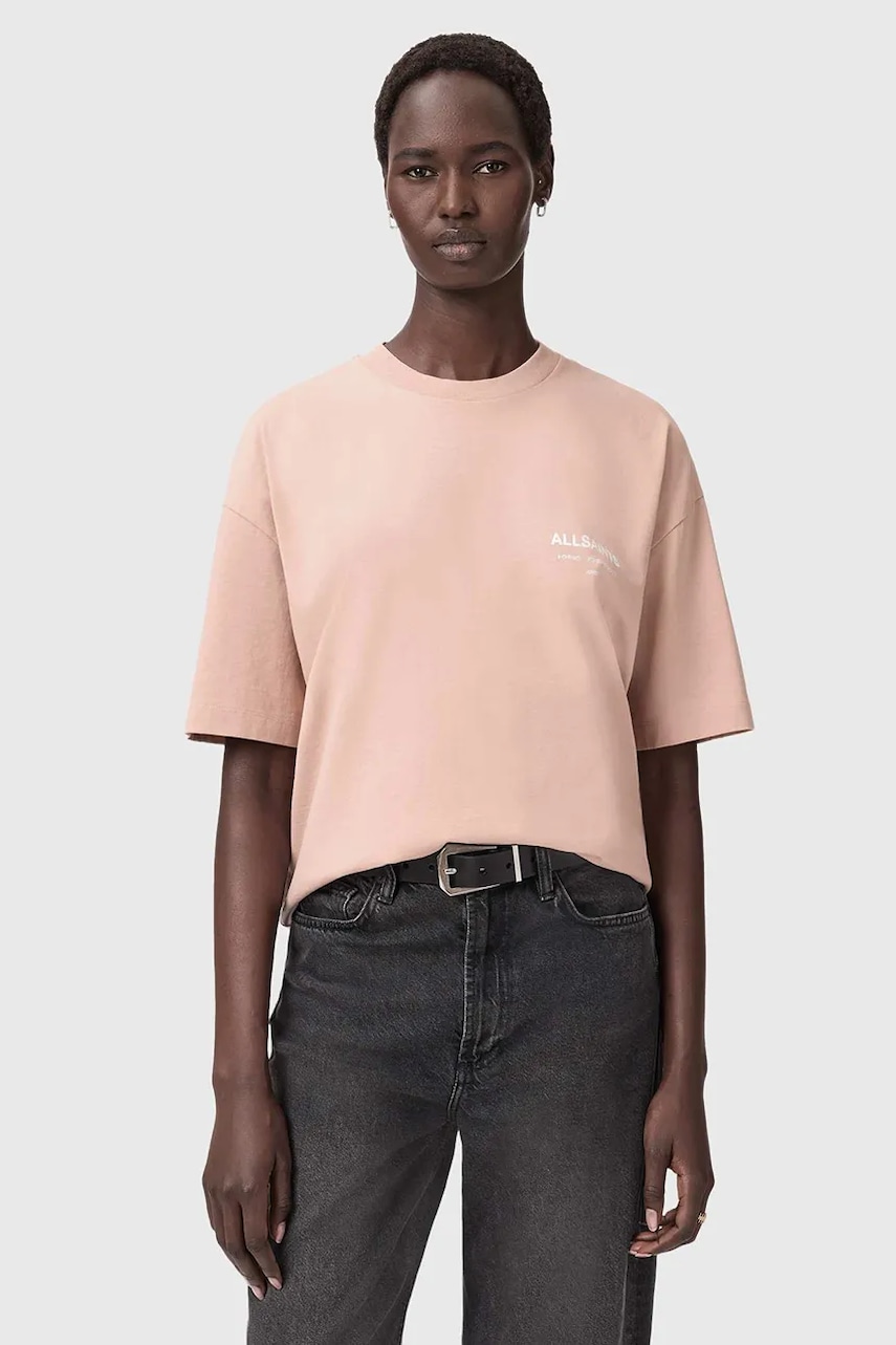 AllSaints tricou din bumbac culoarea bej, W202JC