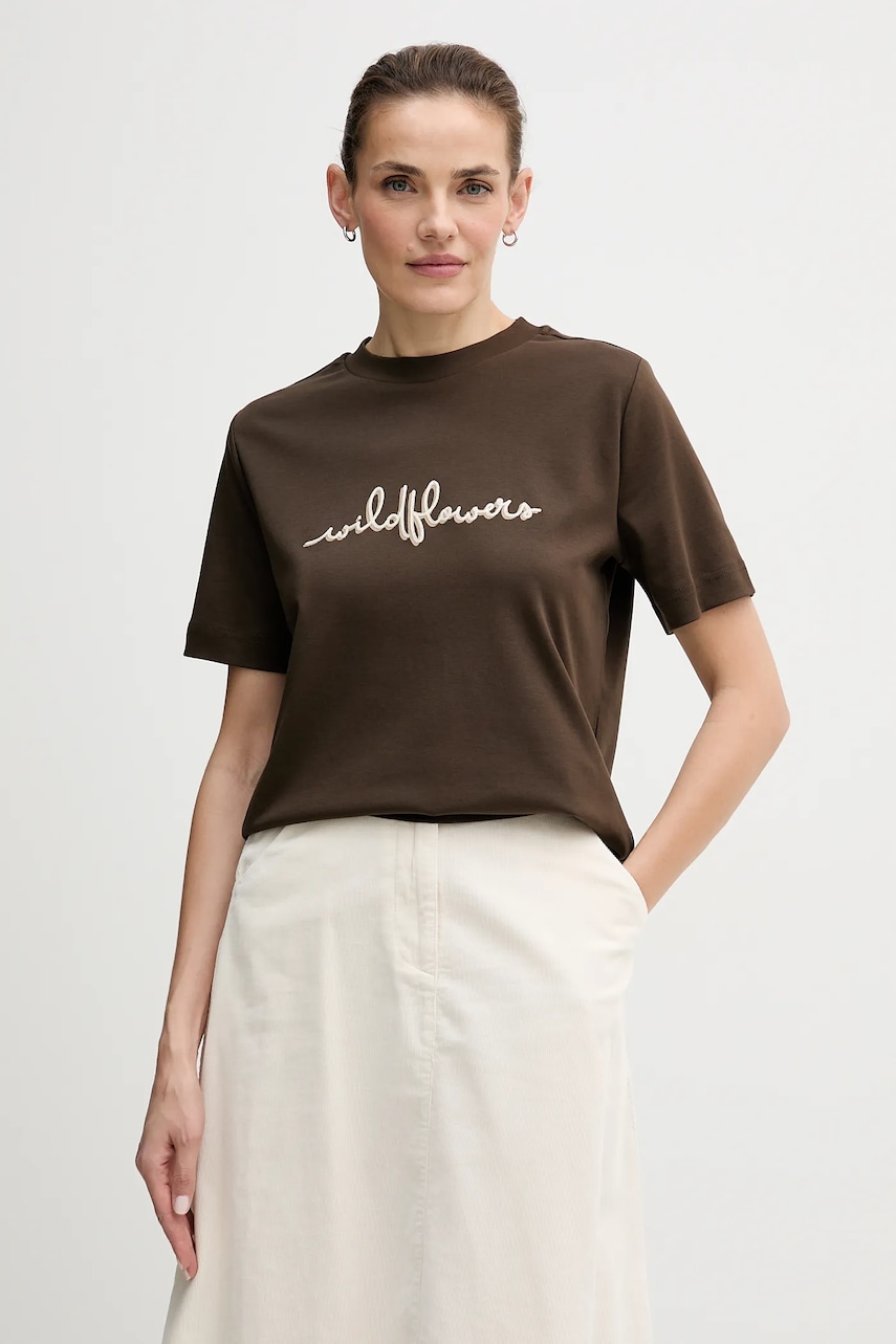 United Colors of Benetton tricou din bumbac culoarea maro, 3DCJD10B5