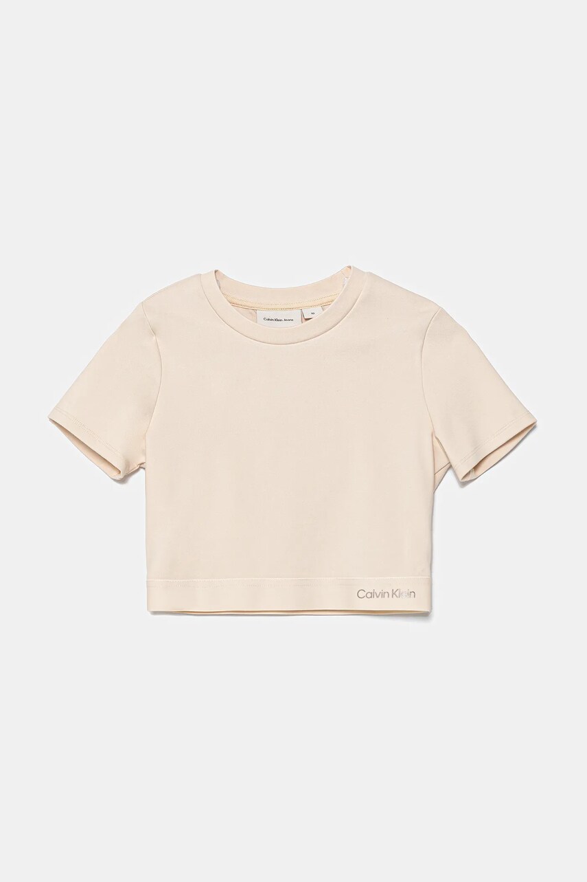 Levně Tričko Calvin Klein Jeans béžová barva, IG0IG02977