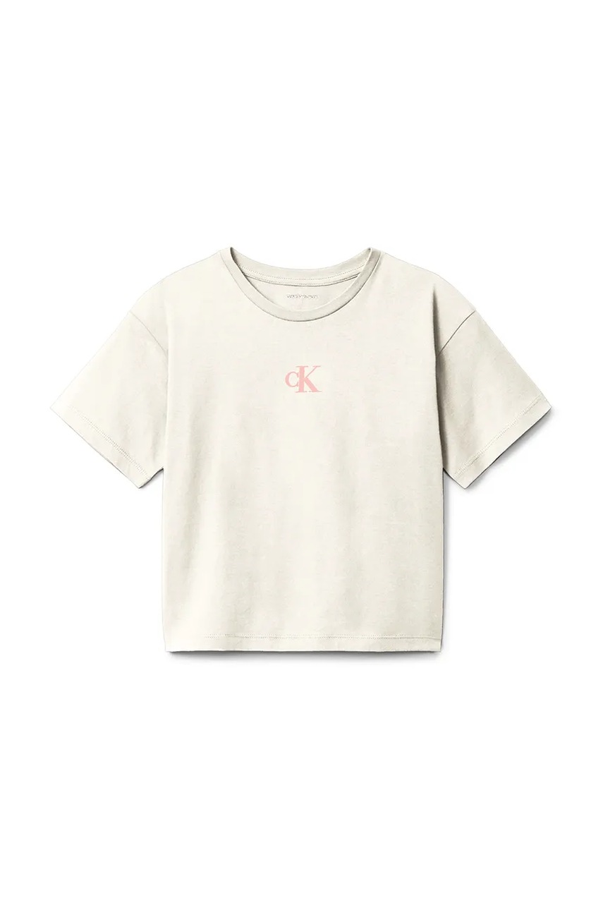 Детская хлопковая футболка Calvin Klein Jeans цвет бирюзовый IG0IG02136