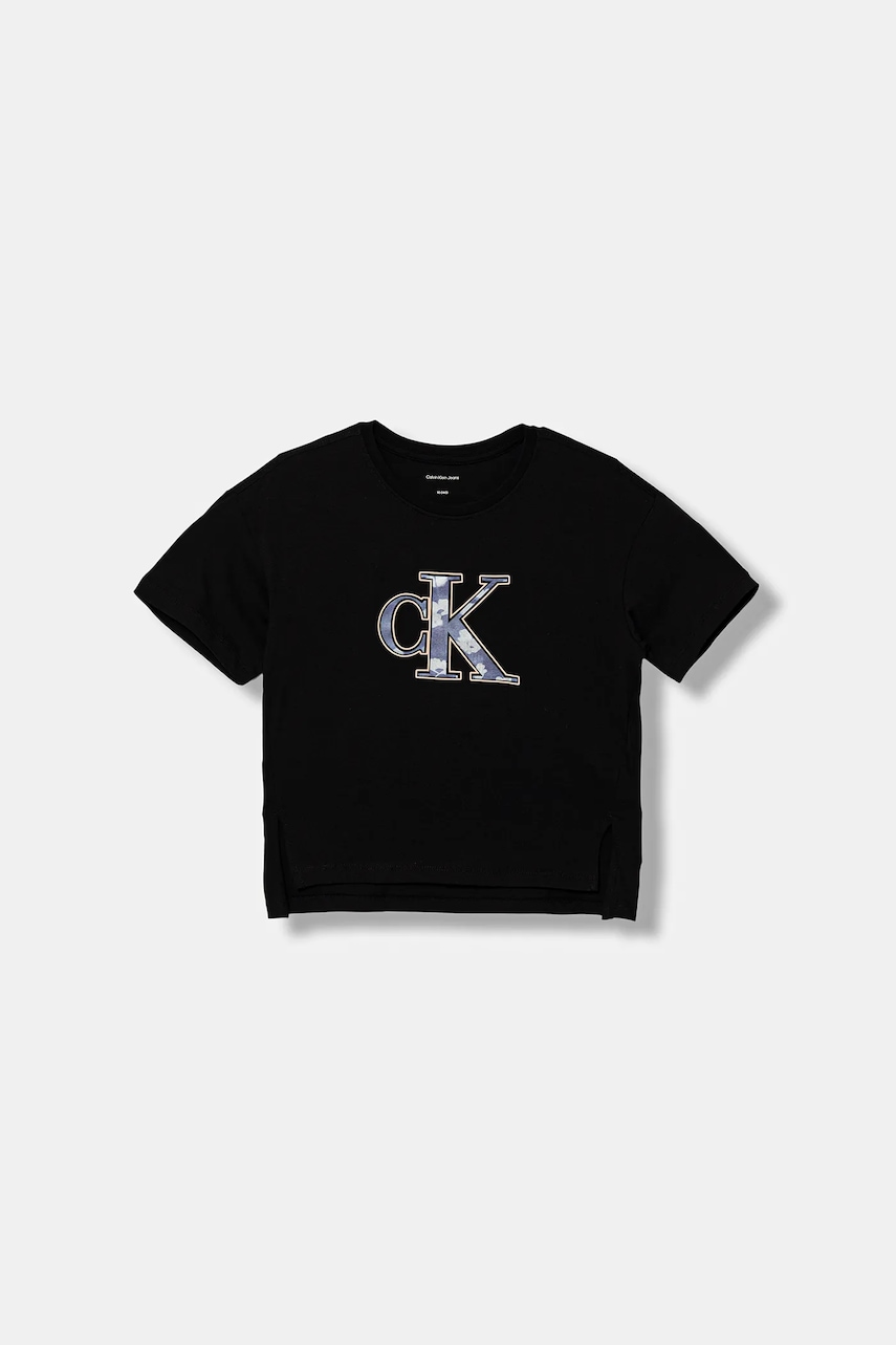 Детская хлопковая футболка Calvin Klein Jeans цвет чёрный IG0IG02975 Детская хлопковая футболка Calvin Klein Jeans цвет чёрный IG0IG02975
