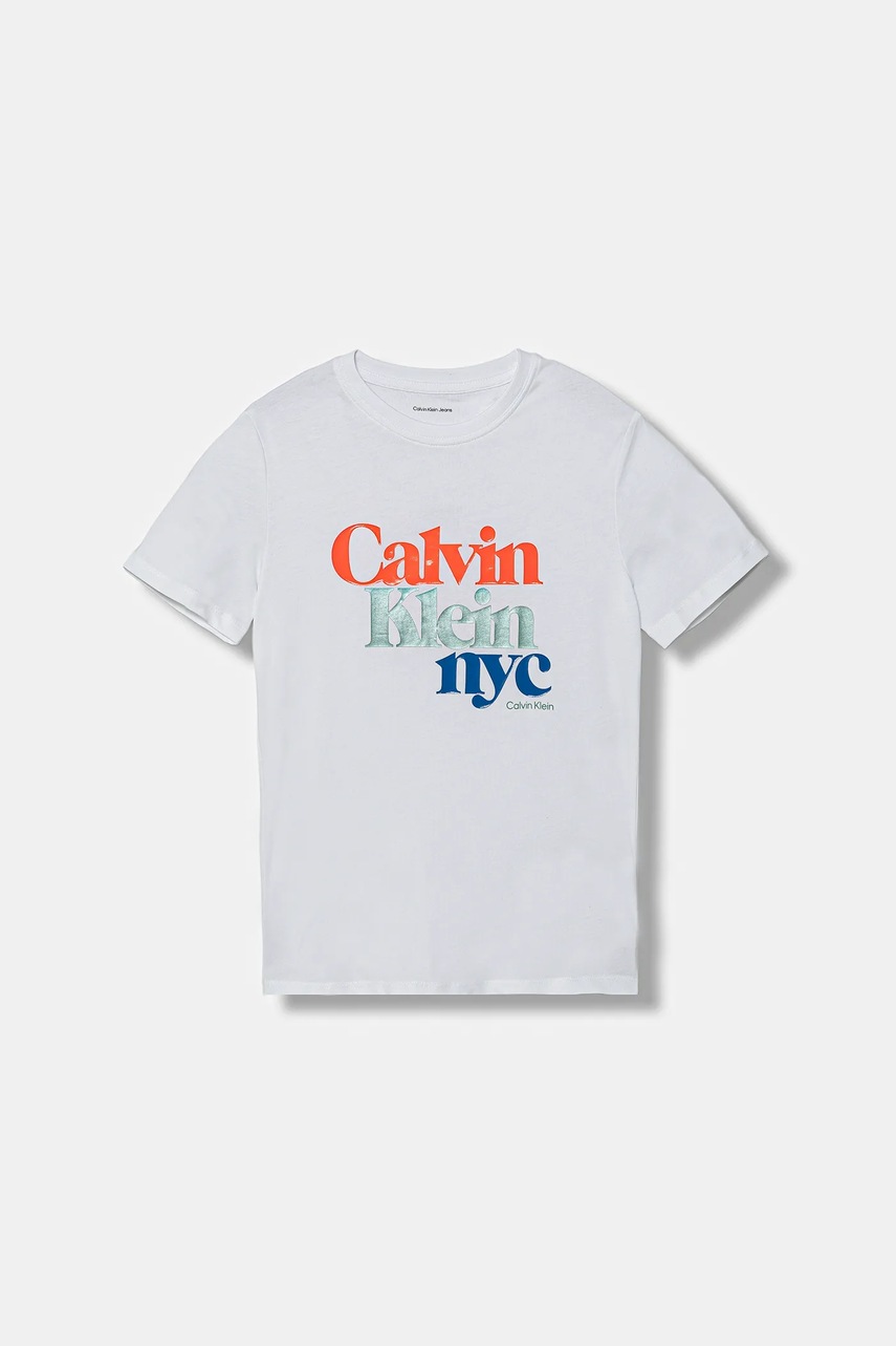 Детская хлопковая футболка Calvin Klein Jeans цвет белый IG0IG02991 Детская хлопковая футболка Calvin Klein Jeans цвет белый IG0IG02991
