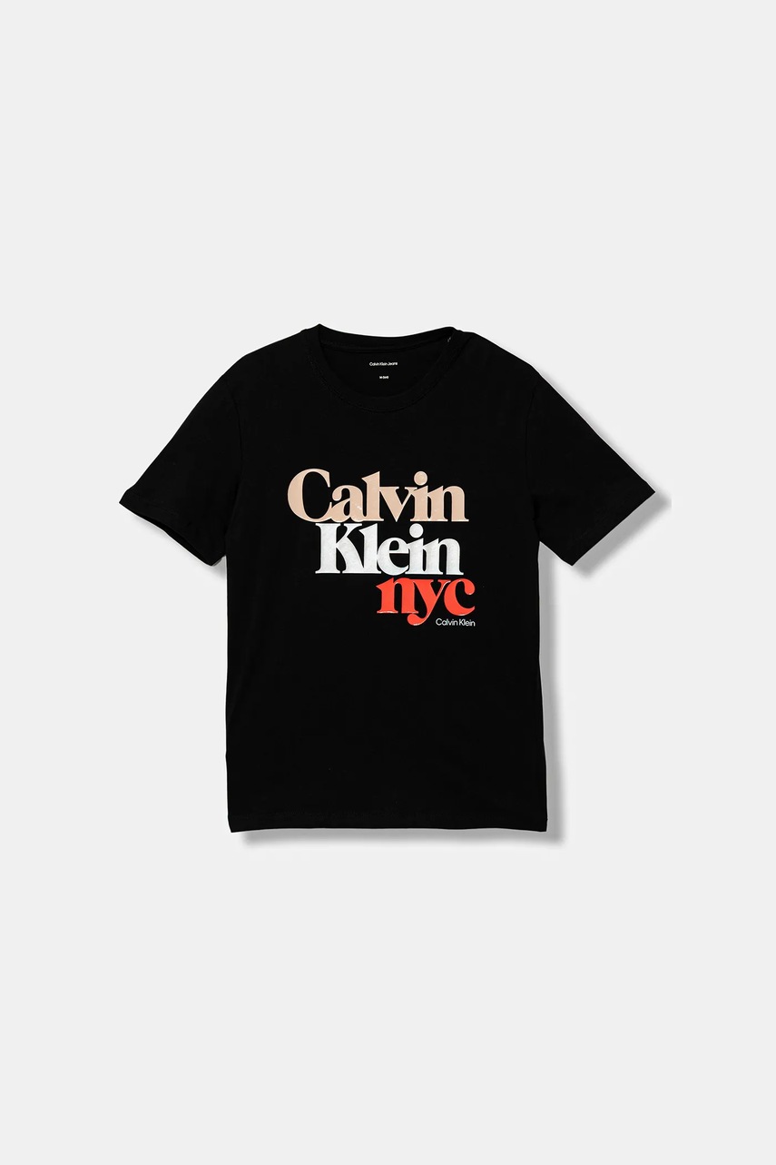 Детская хлопковая футболка Calvin Klein Jeans цвет чёрный IG0IG02991 Детская хлопковая футболка Calvin Klein Jeans цвет чёрный IG0IG02991