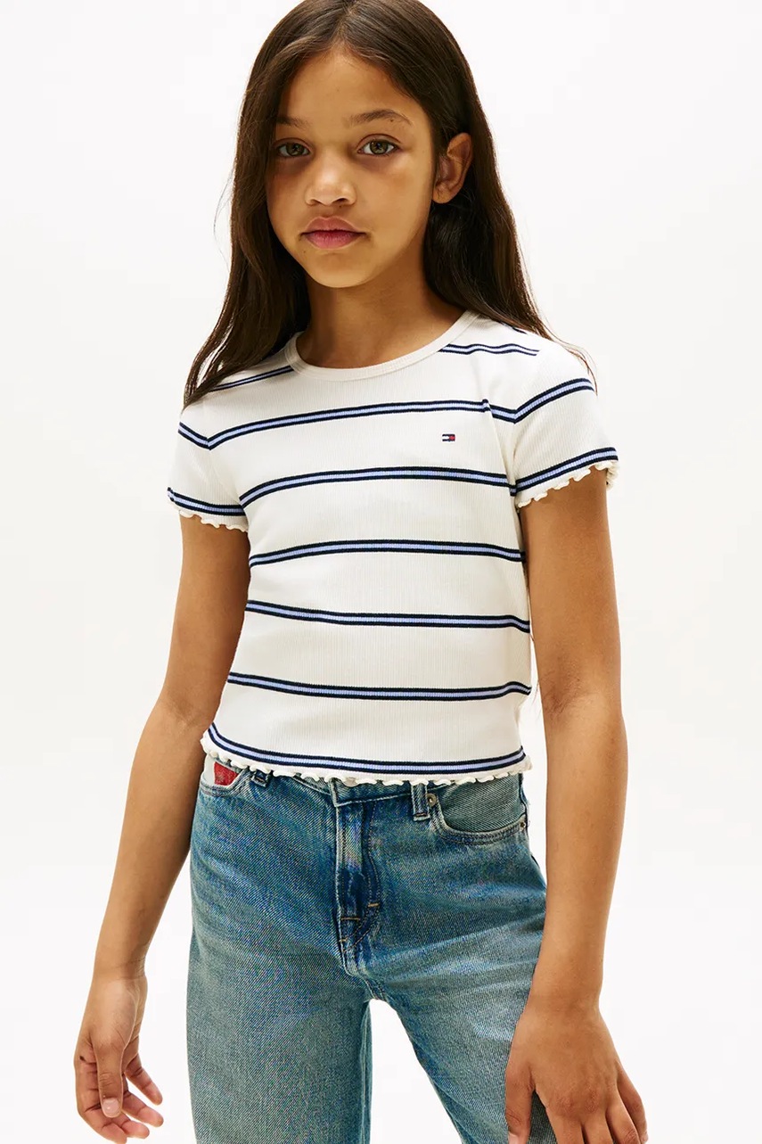 Levně Dětské tričko Tommy Hilfiger modrá barva, KG0KG08590