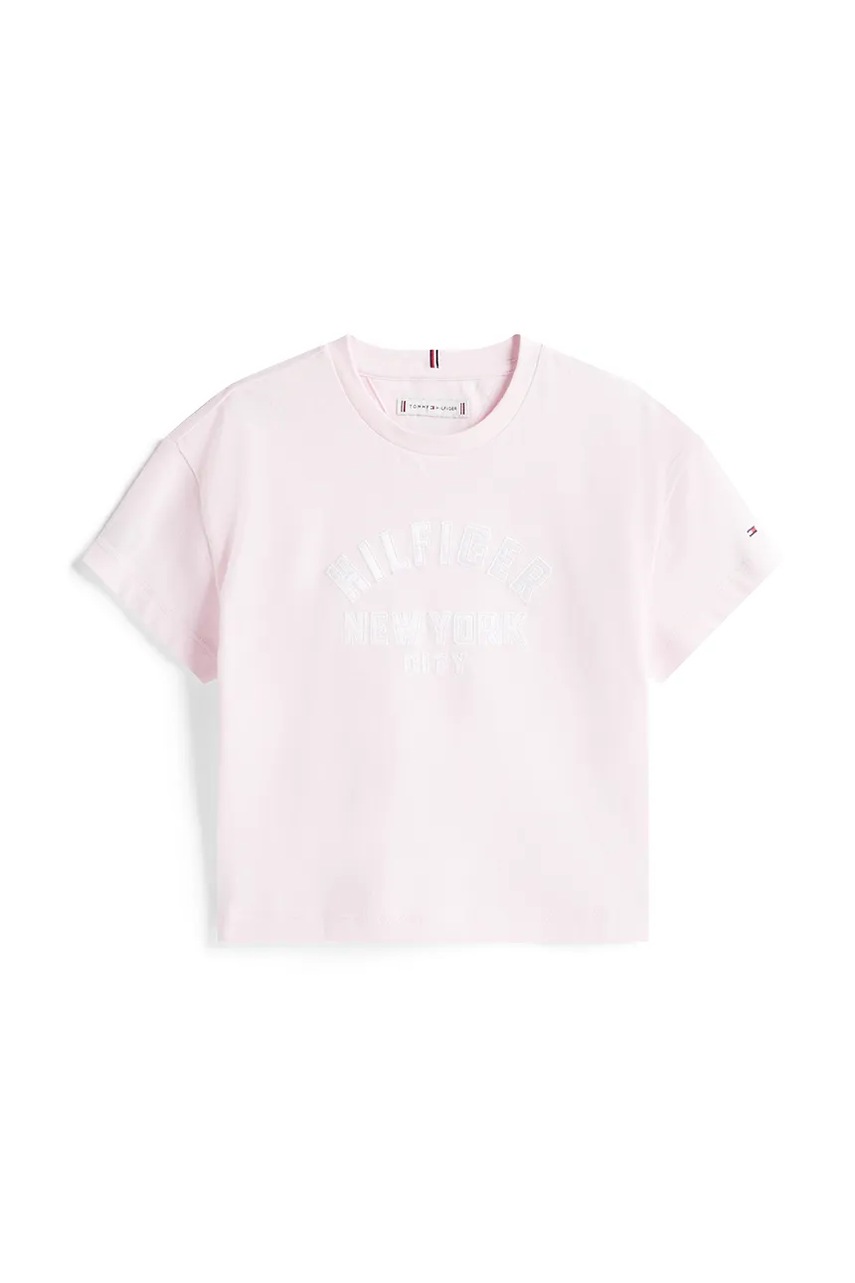 Детская хлопковая футболка Tommy Hilfiger цвет розовый KG0KG08635
