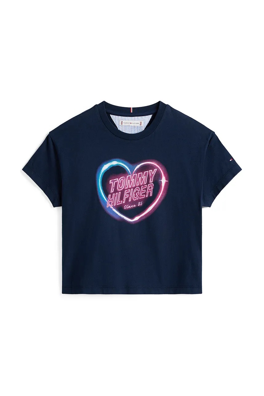 Детская хлопковая футболка Tommy Hilfiger цвет синий KG0KG08640