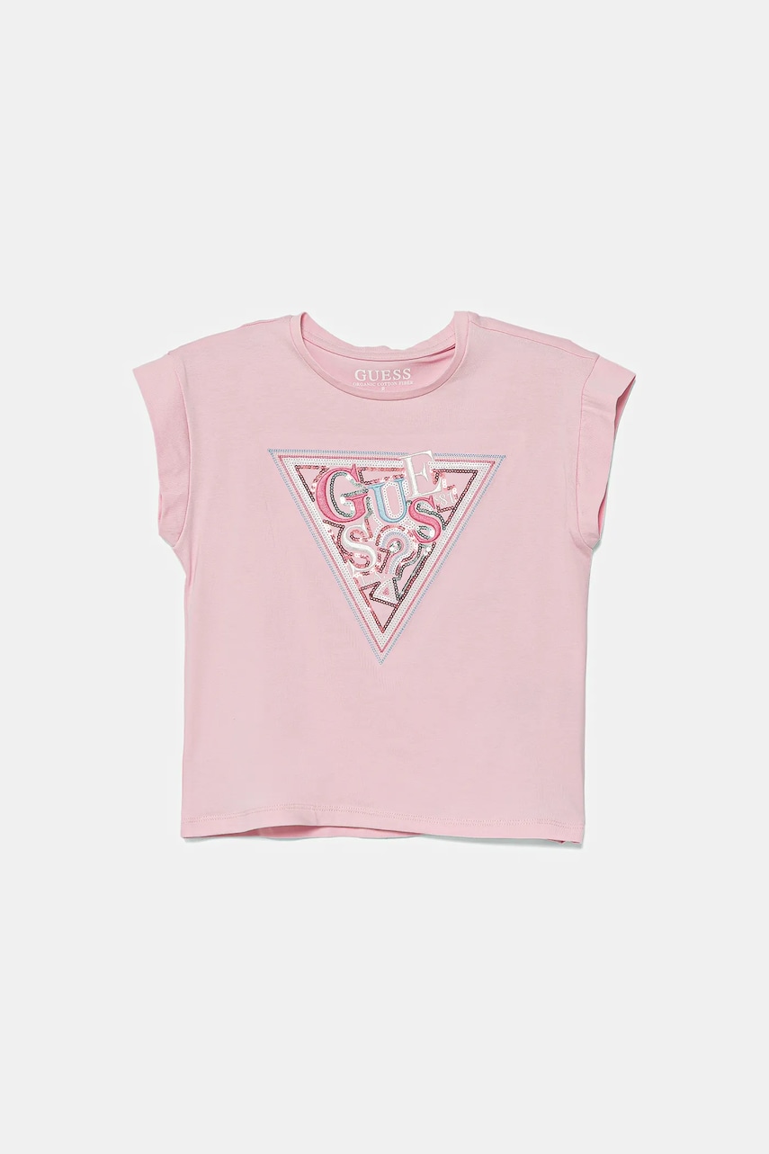 Levně Dětské tričko Guess růžová barva, J5YI04 K6YW4