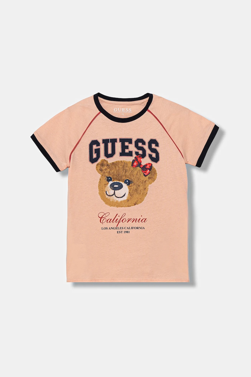 Levně Dětské bavlněné tričko Guess oranžová barva, J5YI21 K8HM4