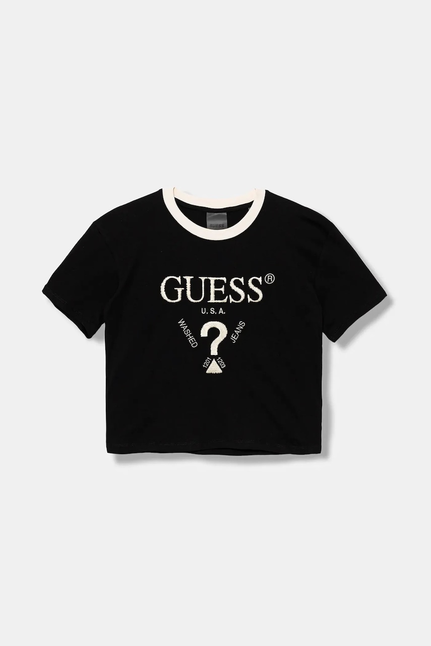 Levně Dětské bavlněné tričko Guess černá barva, J5YI44 I3Z14