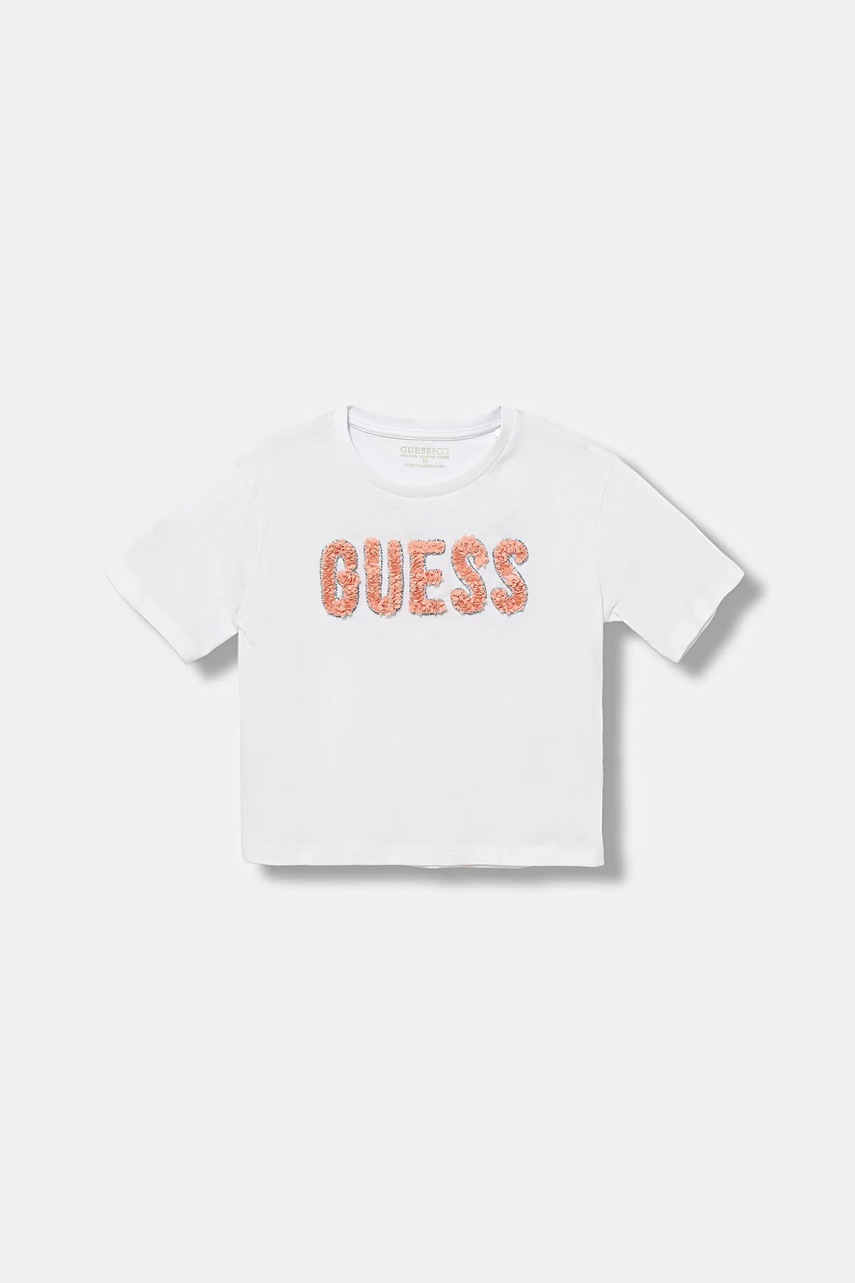 Levně Dětské bavlněné tričko Guess bílá barva, J5YI47 K8HM4
