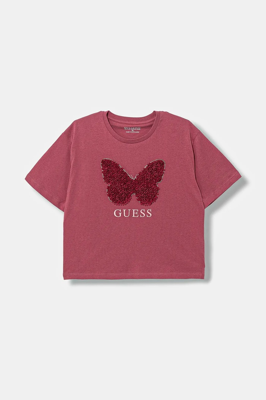 Levně Dětské bavlněné tričko Guess růžová barva, J5YI47 K8HM4