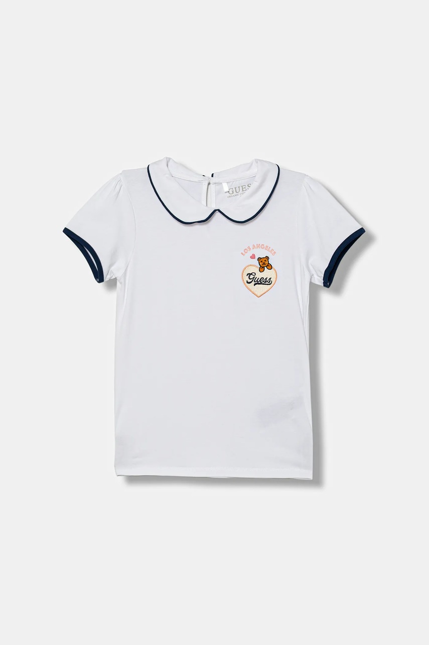 Levně Dětské tričko Guess bílá barva, s límečkem, K5YI20 K6YW4