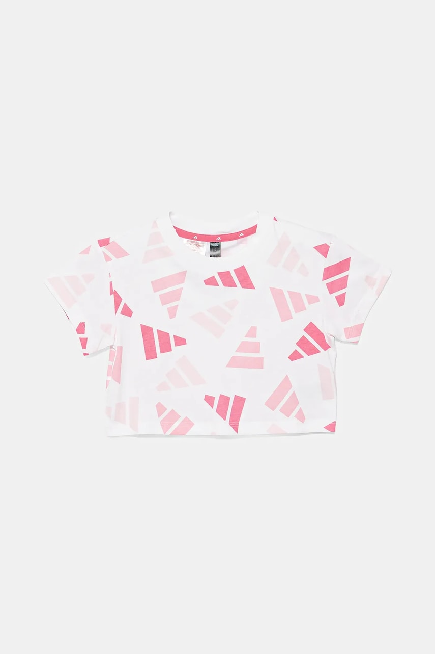 Levně Dětské bavlněné tričko adidas bílá barva, JC7710