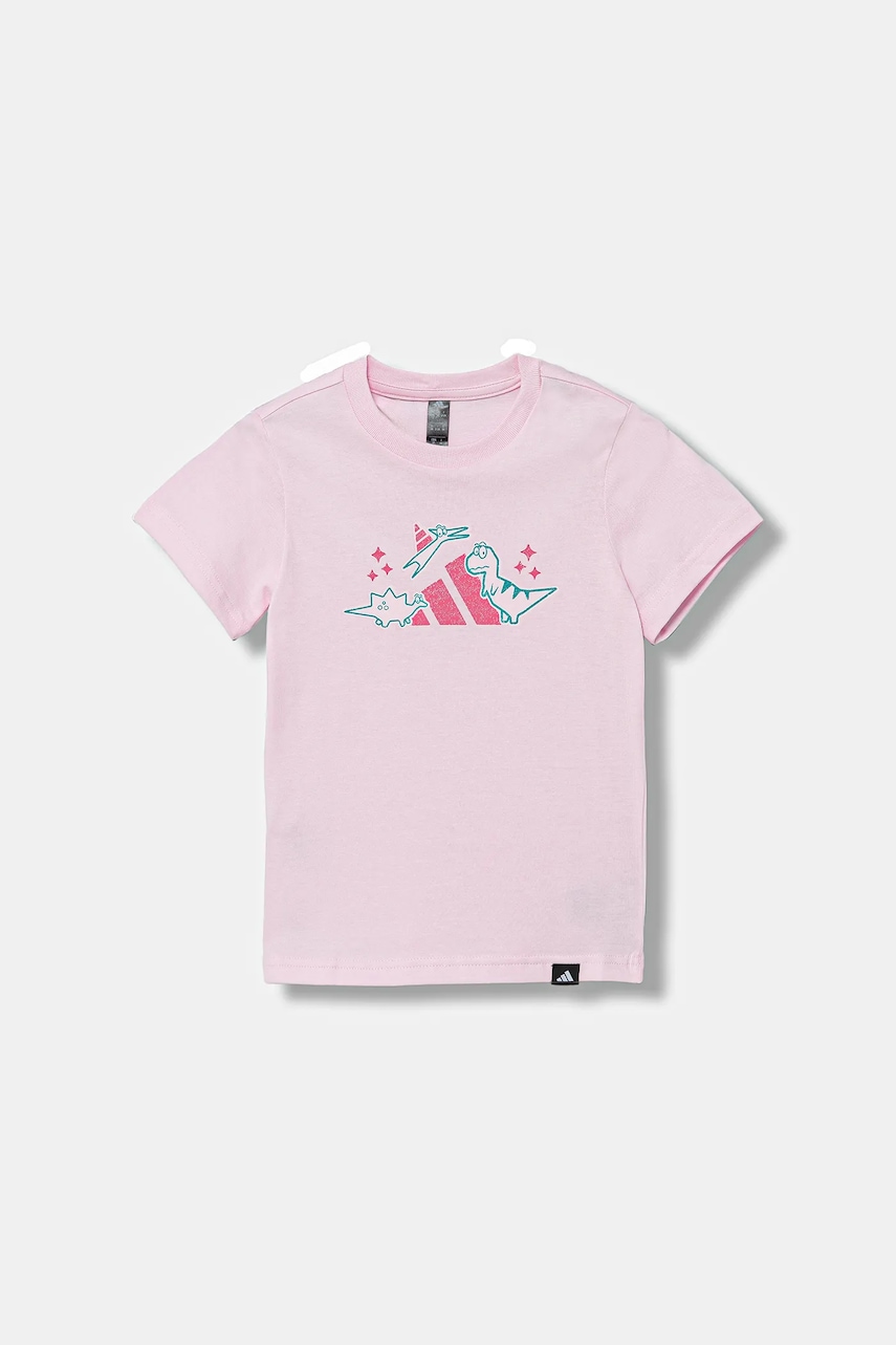 adidas tricou din bumbac pentru bebeluși I ADIRAPTOR culoarea roz, JV5069