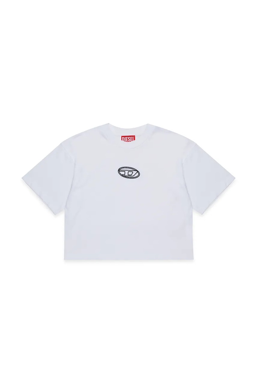 Diesel tricou de bumbac pentru copii TIXAN T-SHIRT culoarea alb, J02428