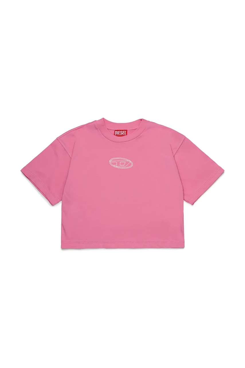 Diesel tricou de bumbac pentru copii TIXAN T-SHIRT culoarea roz, J02428