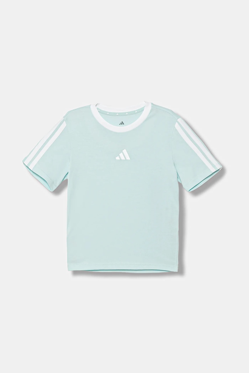 Levně Dětské bavlněné tričko adidas tyrkysová barva, JW8632