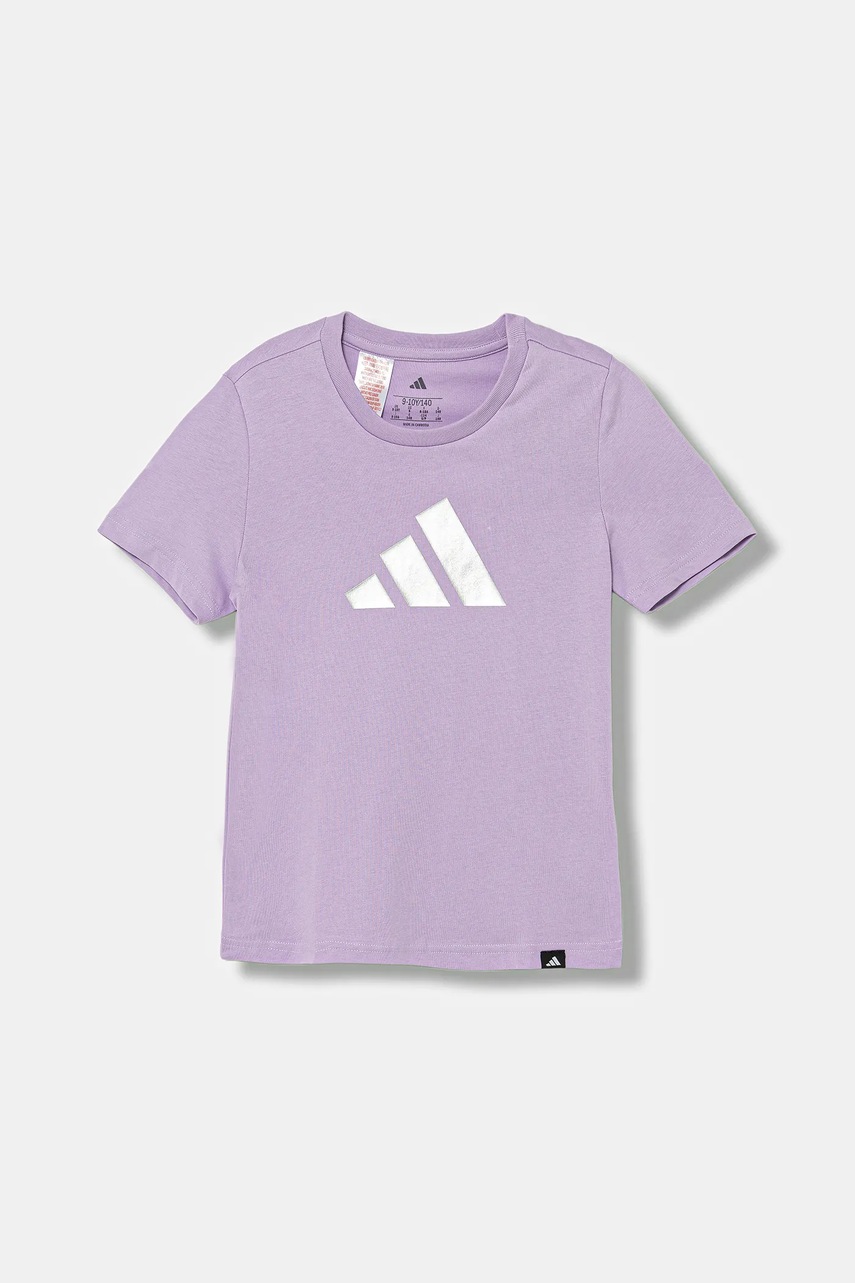 Детская хлопковая футболка adidas цвет фиолетовый JV5263 Детская хлопковая футболка adidas цвет фиолетовый JV5263