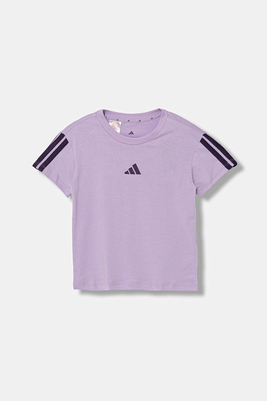 Детская хлопковая футболка adidas цвет фиолетовый JY4975 Детская хлопковая футболка adidas цвет фиолетовый JY4975