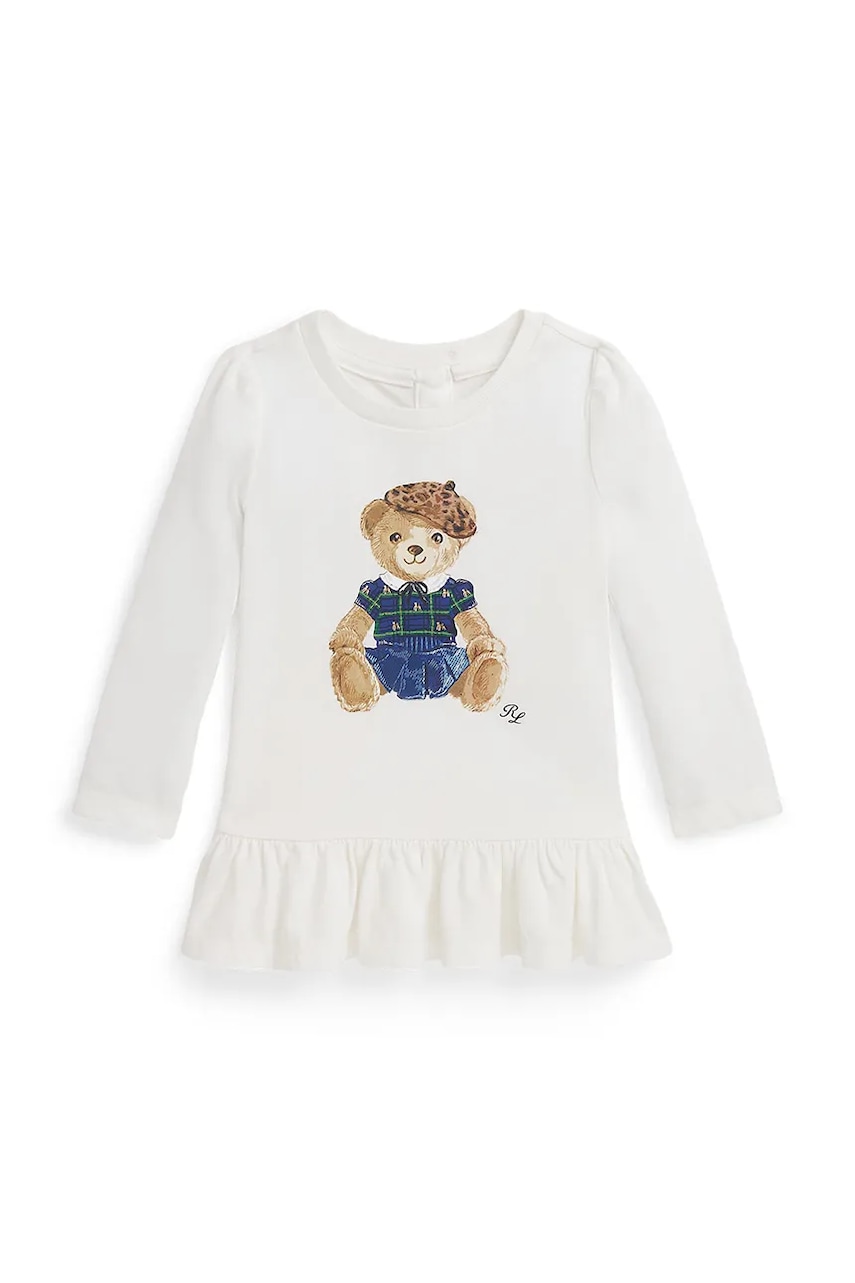 Levně Dětské bavlněné šaty Polo Ralph Lauren bílá barva, mini, 310982873001