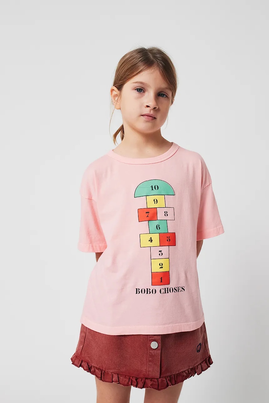 Bobo Choses tricou de bumbac pentru copii Hopscotch culoarea roz, 225AC143