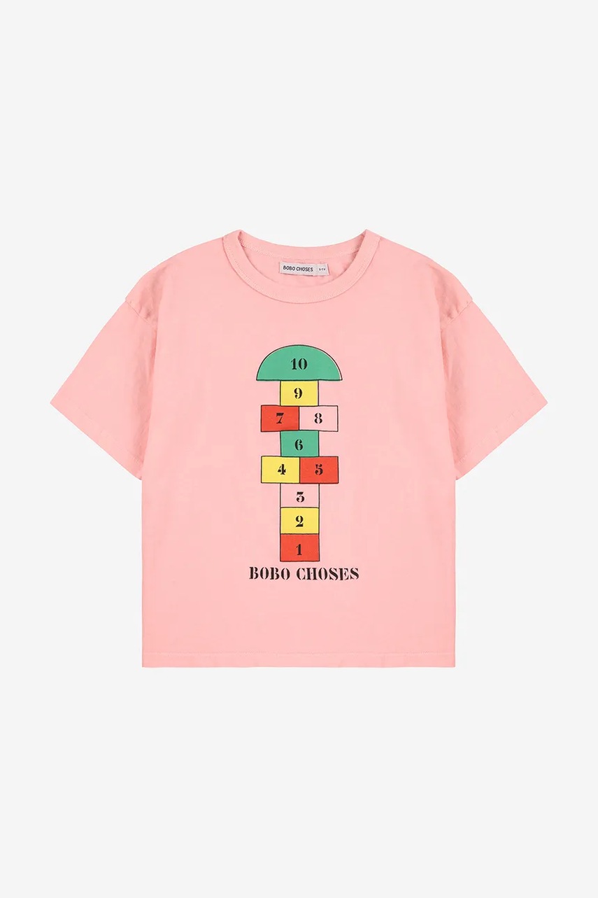 Детская хлопковая футболка Bobo Choses Hopscotch цвет розовый 225AC143