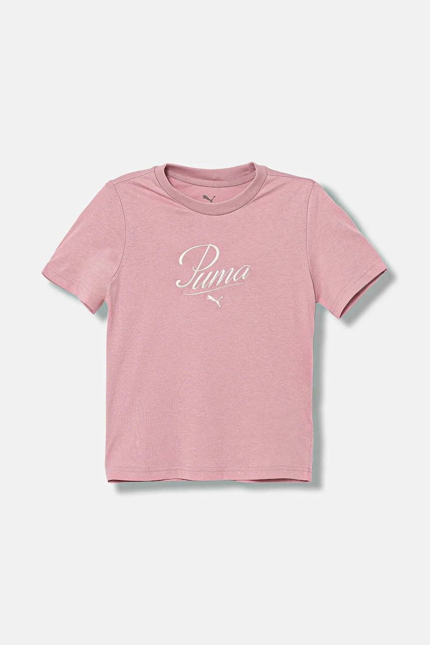 Puma tricou de bumbac pentru copii ESS SCRIPT Tee G culoarea roz, 685805