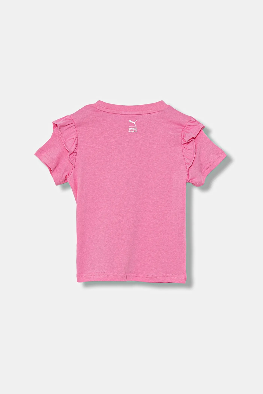 Детская хлопковая футболка Puma PUMA X HELLO KITTY & FRIENDS Ruffle Tee цвет розовый 632386 Детская хлопковая футболка Puma PUMA X HELLO KITTY & FRIENDS Ruffle Tee цвет розовый 632386
