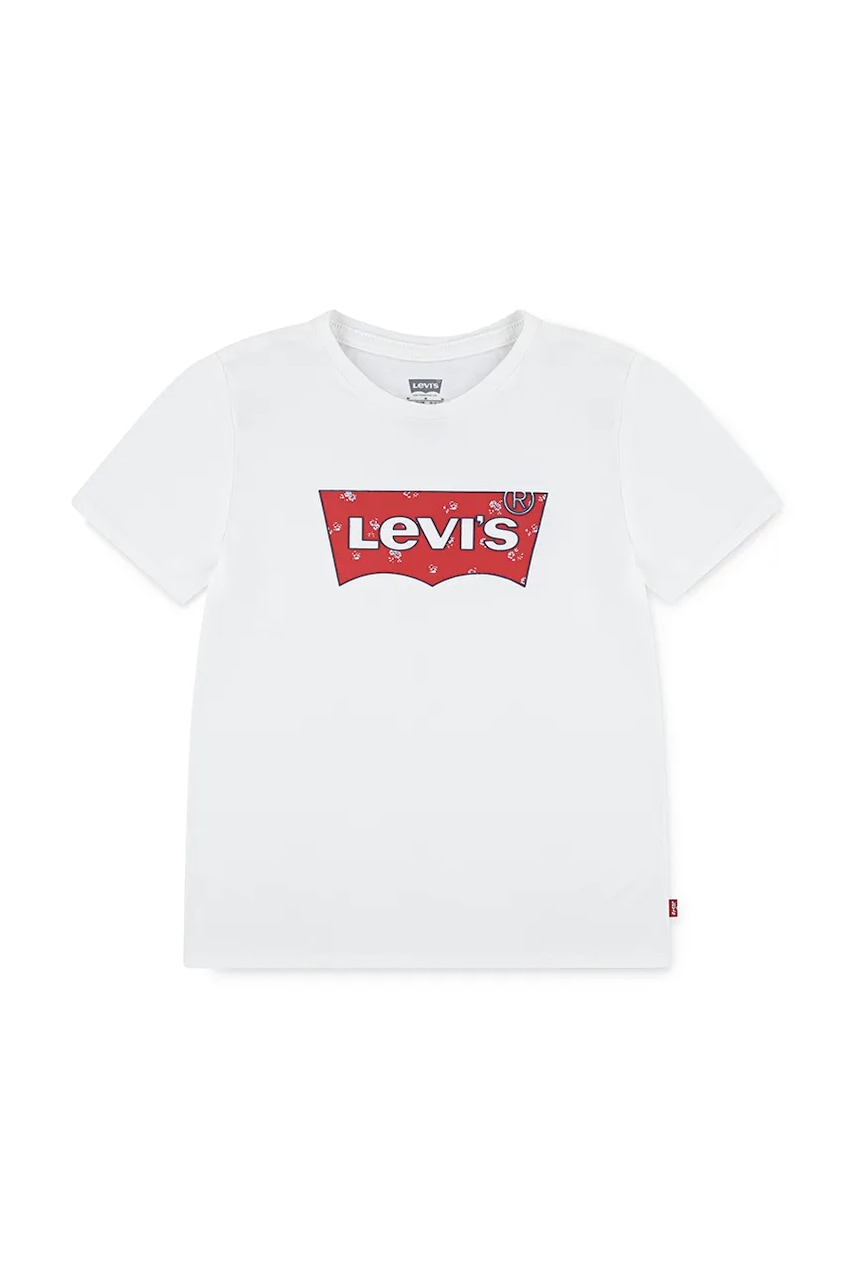 Levně Dětské tričko Levi's FLORAL BATWING SS TEE bílá barva, 3EP008