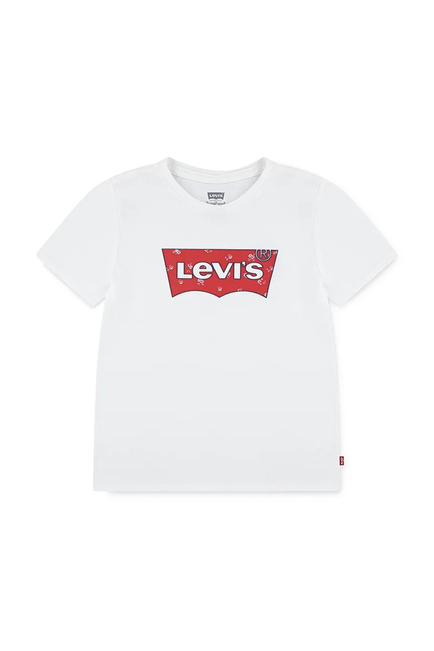 Levně Dětské tričko Levi's FLORAL BATWING SS TEE bílá barva, 4EP008