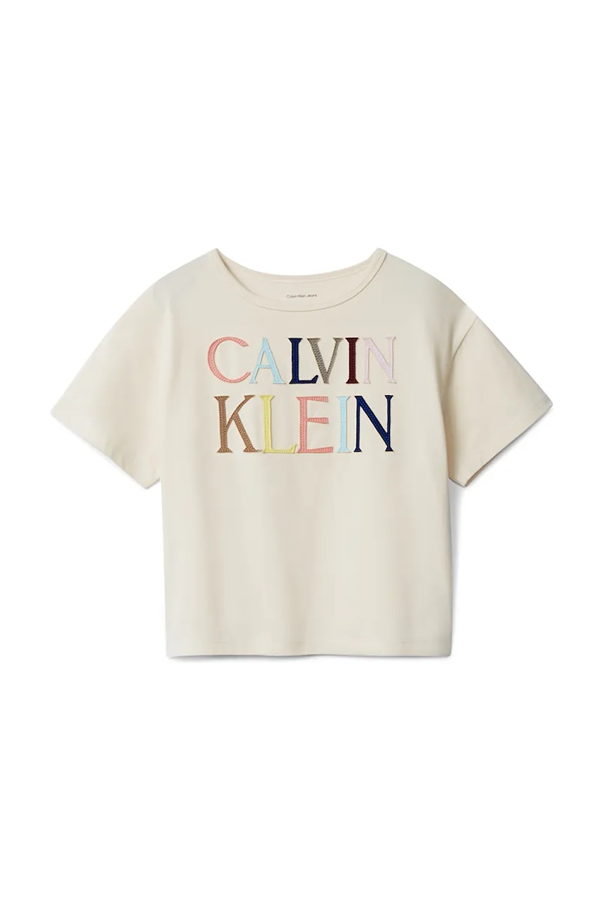Детская футболка Calvin Klein Jeans цвет бежевый IG0IG03033 Детская футболка Calvin Klein Jeans цвет бежевый IG0IG03033