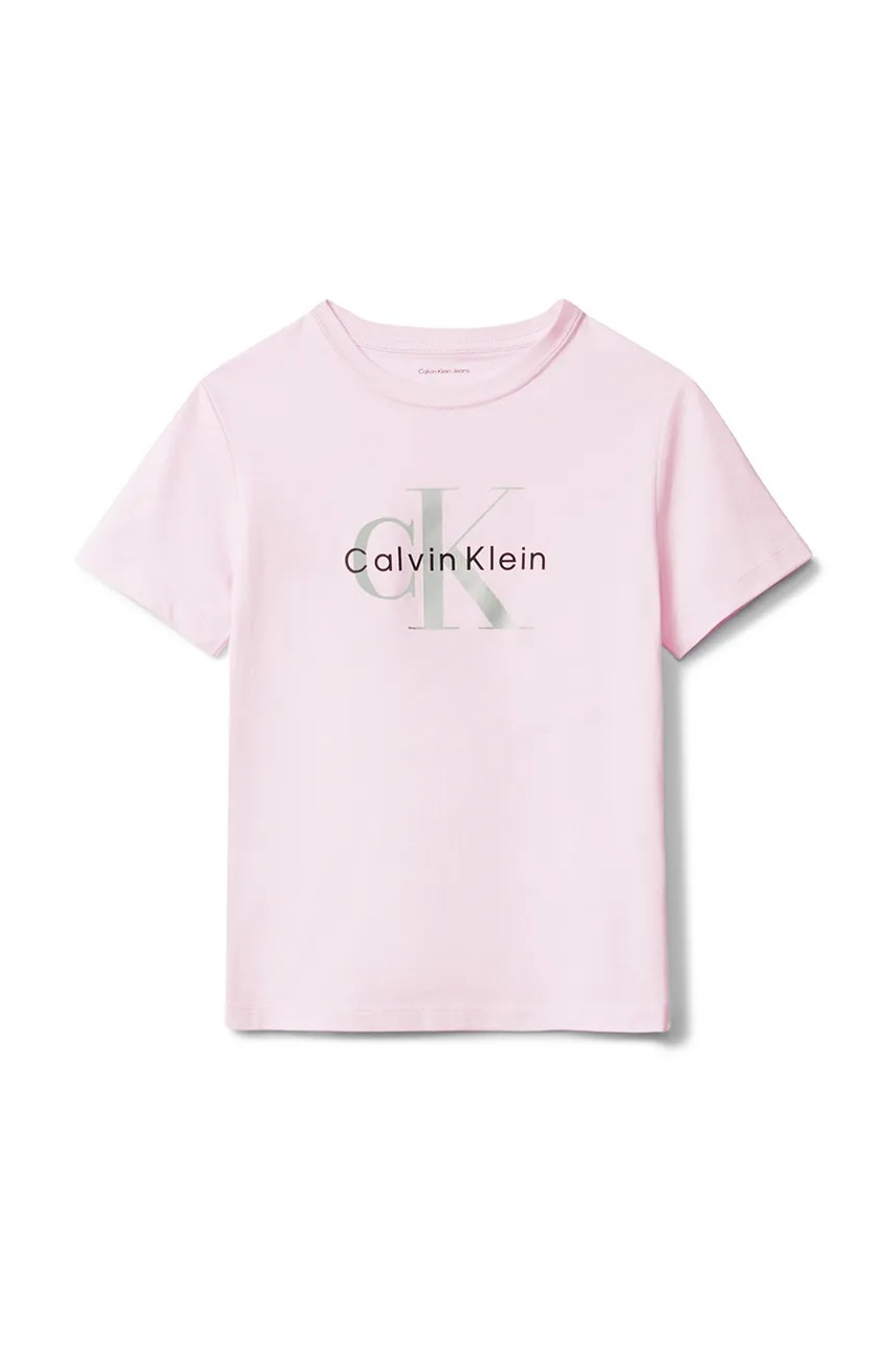 Детская хлопковая футболка Calvin Klein Jeans цвет розовый IG0IG03040