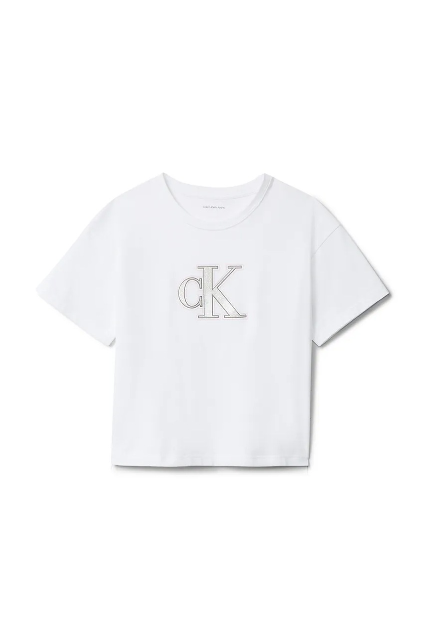 Детская хлопковая футболка Calvin Klein Jeans цвет белый IG0IG03040 Детская хлопковая футболка Calvin Klein Jeans цвет белый IG0IG03040