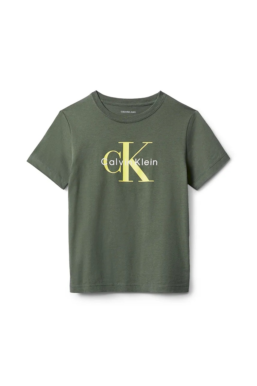 Детская хлопковая футболка Calvin Klein Jeans цвет зелёный IU0IU00715 Детская хлопковая футболка Calvin Klein Jeans цвет зелёный IU0IU00715