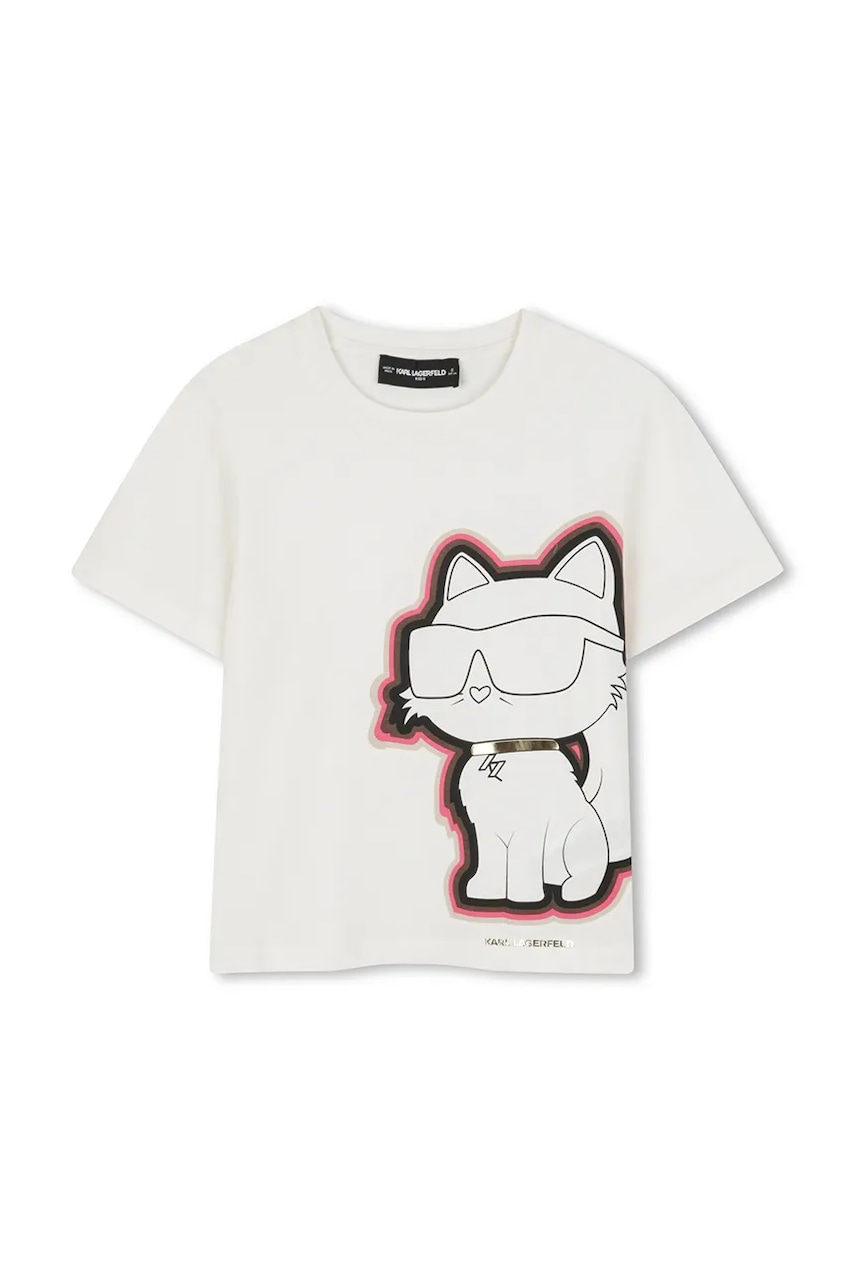 Levně Dětské bavlněné tričko Karl Lagerfeld bílá barva, Z30946