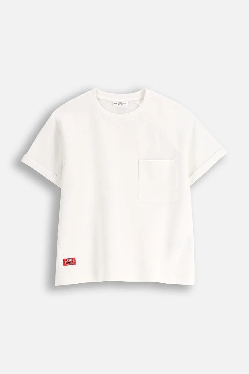 Coccodrillo tricou copii culoarea bej, cu turtleneck, ACADEMY GIRL JUNIOR