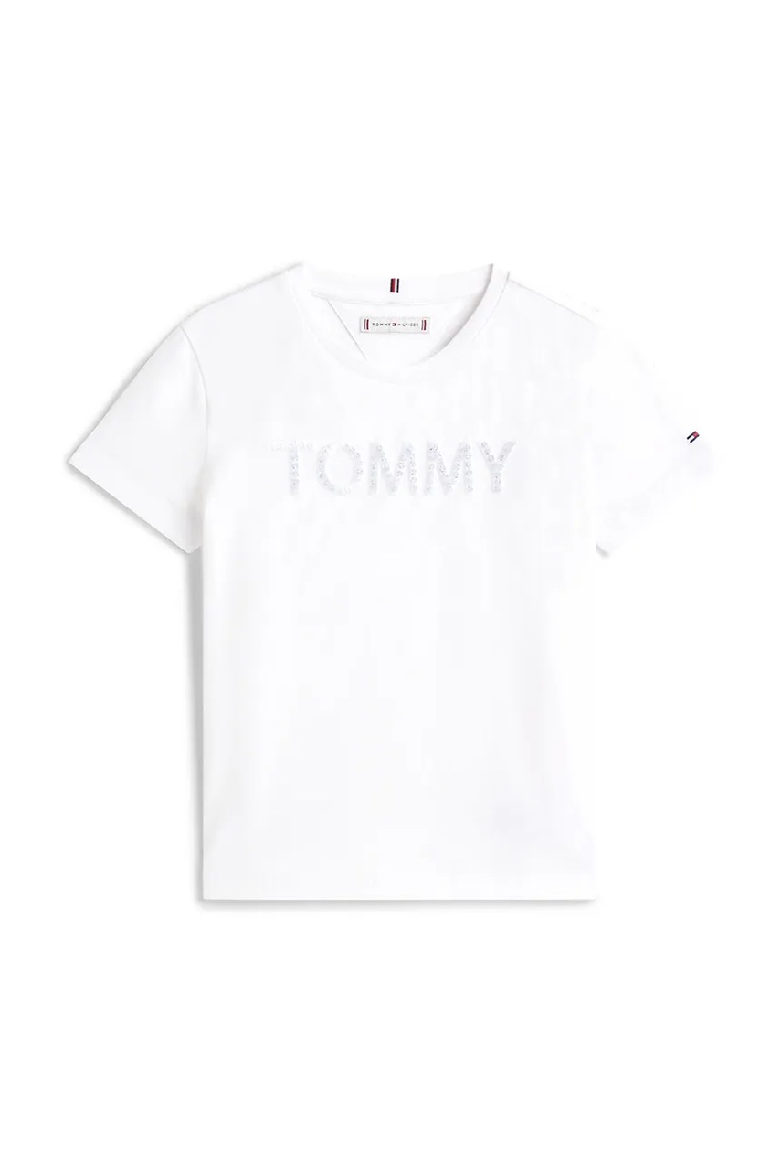 Детская хлопковая футболка Tommy Hilfiger цвет белый KG0KG08899