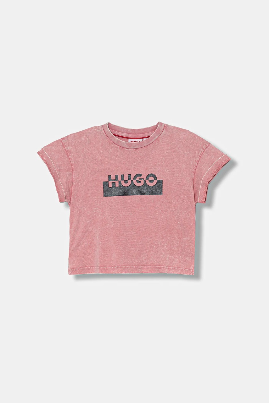 HUGO tricou de bumbac pentru copii culoarea roz, G00488