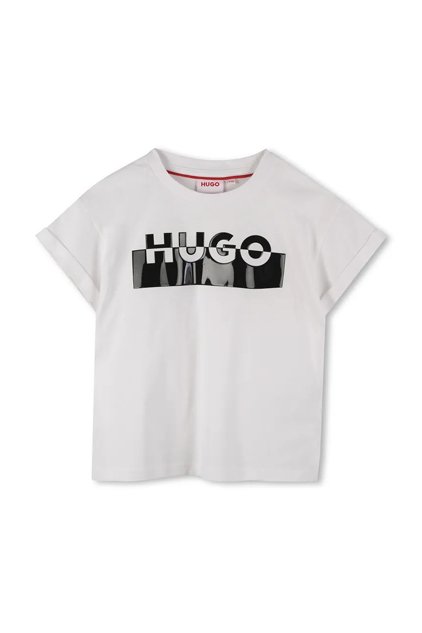 HUGO tricou de bumbac pentru copii culoarea alb, G00568