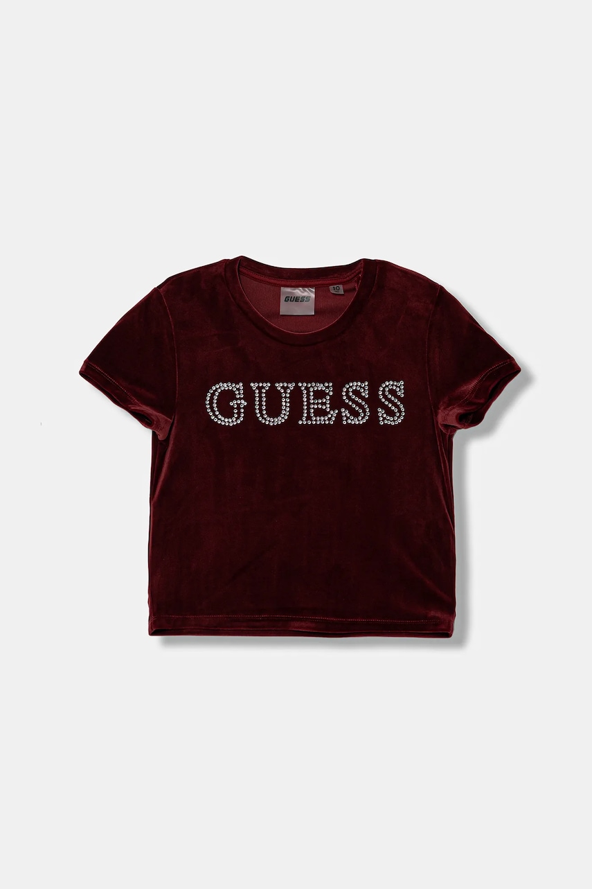 Levně Dětské tričko Guess vínová barva, J4YI48 K0232