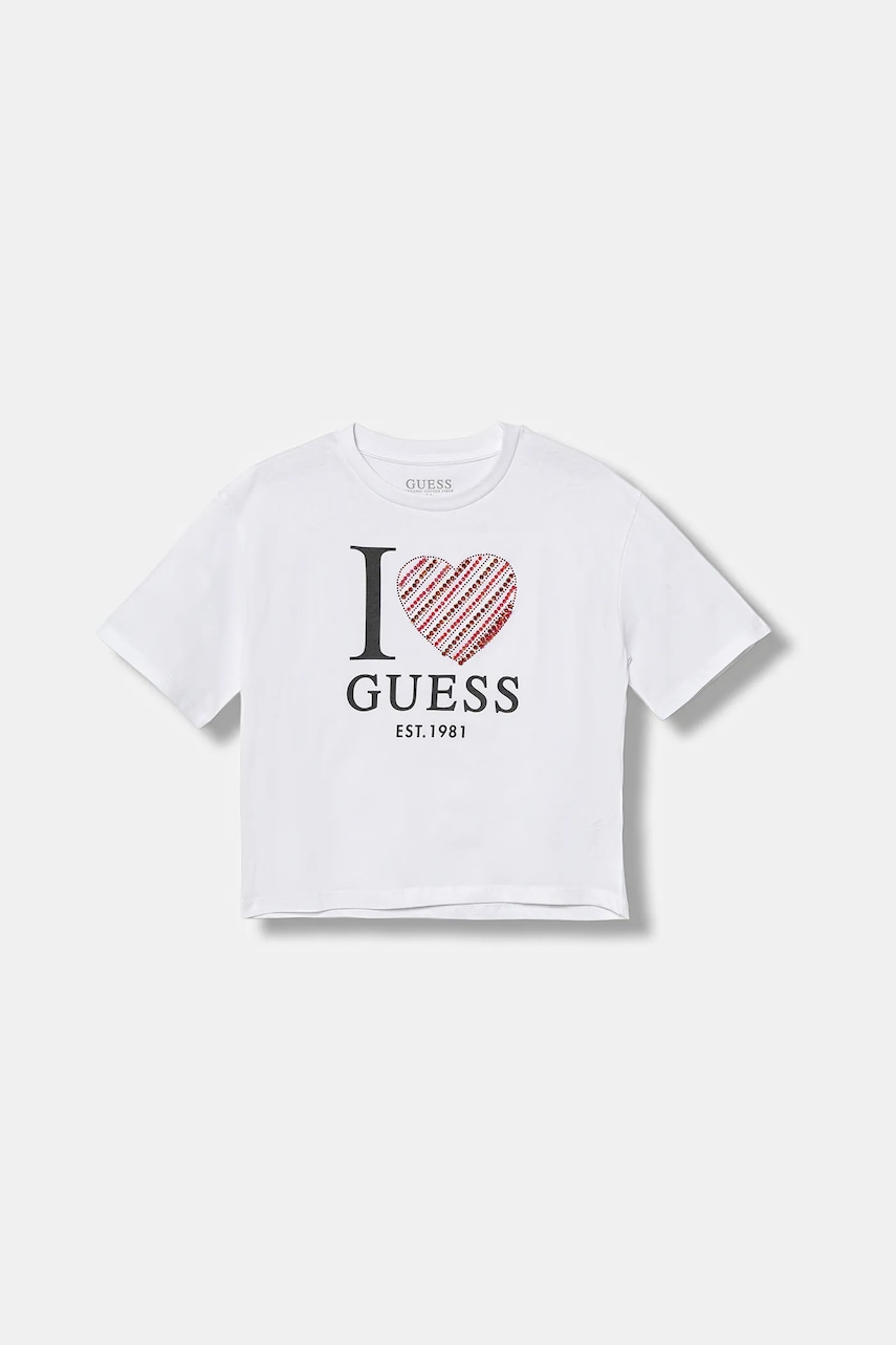 Levně Dětské bavlněné tričko Guess bílá barva, J5BI07 I3Z14