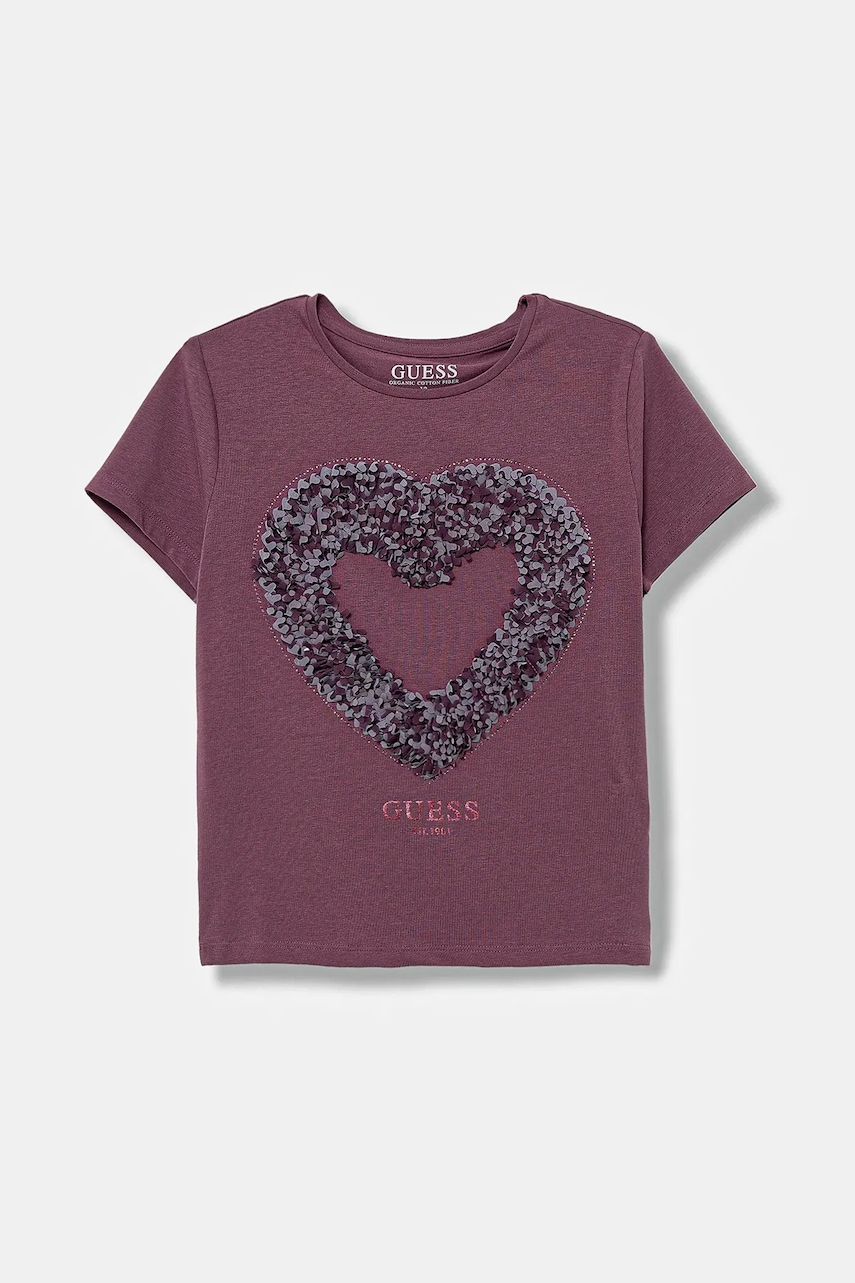 Levně Dětské tričko Guess fialová barva, J5BI36 J1314