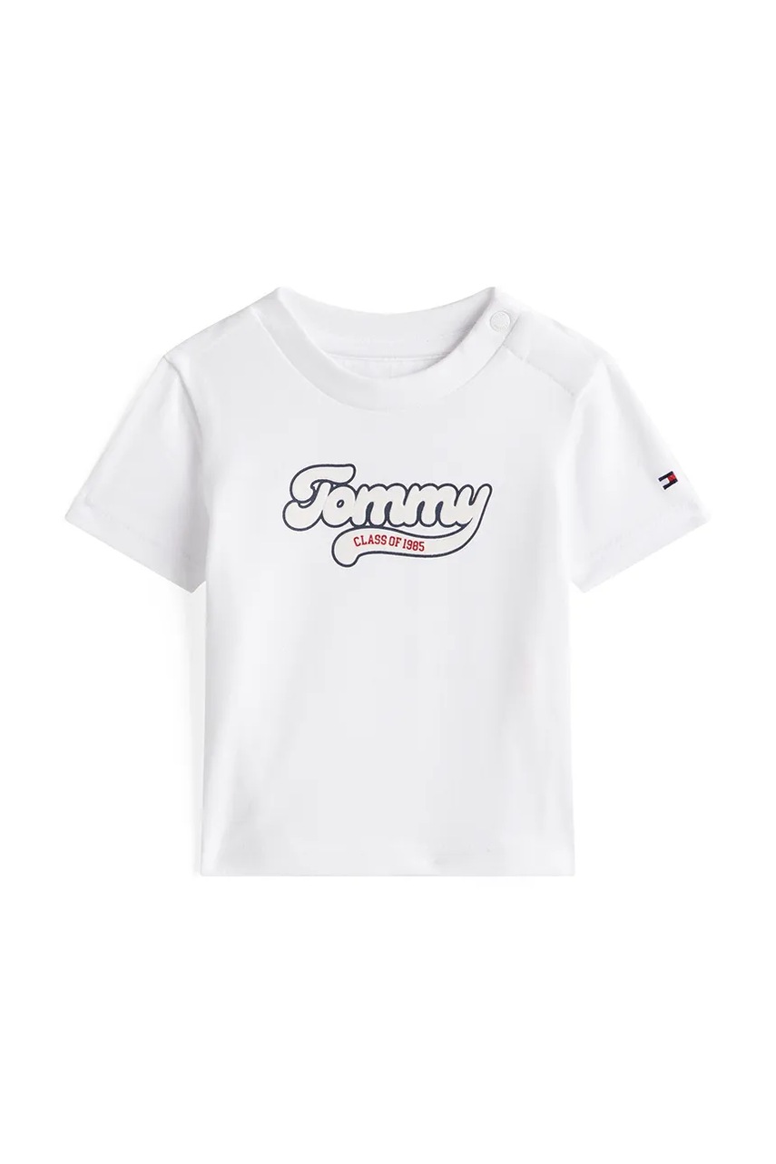 Levně Dětské bavlněné tričko Tommy Hilfiger bílá barva, KN0KN02055