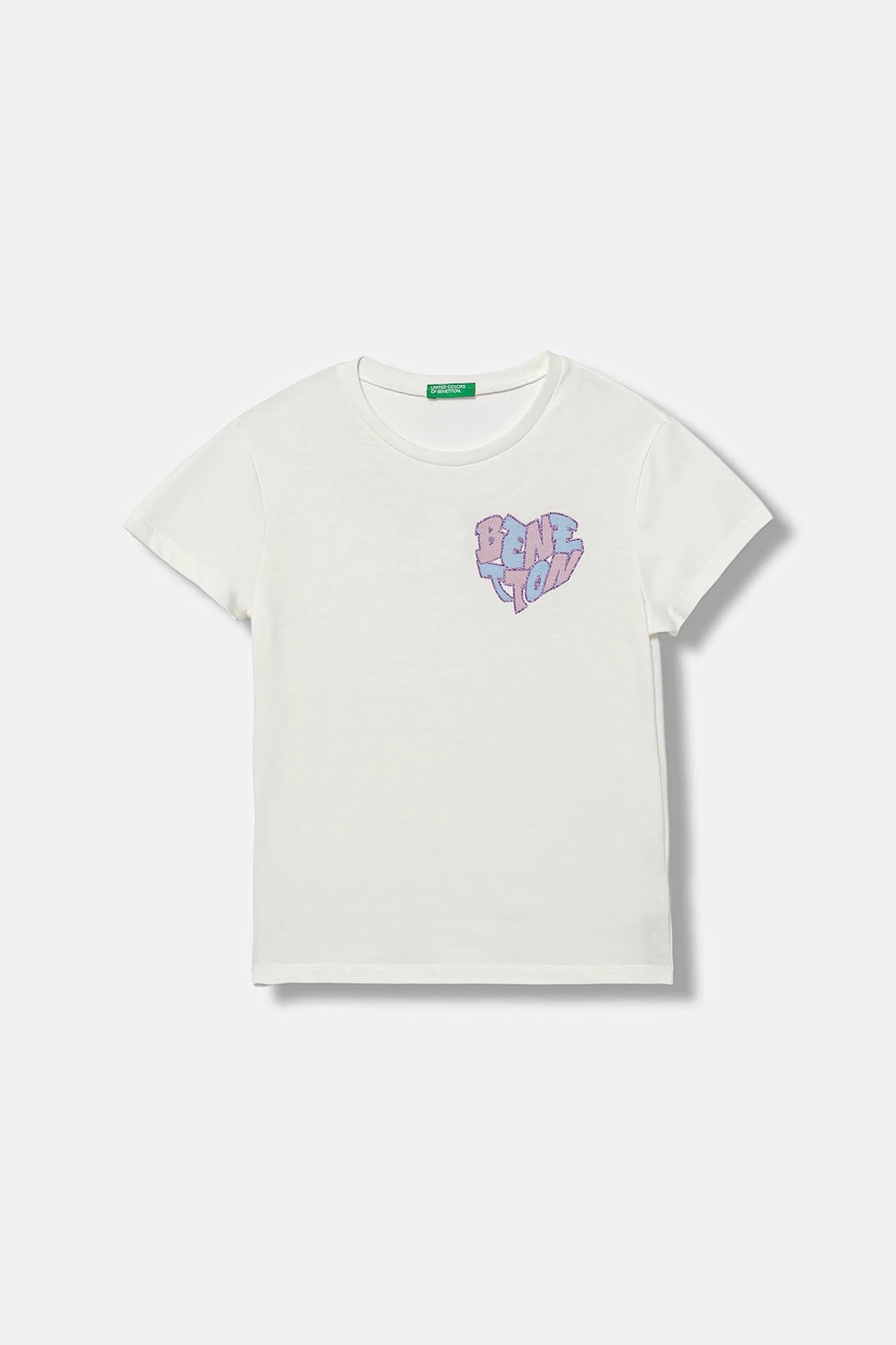 United Colors of Benetton tricou de bumbac pentru copii culoarea alb, 3I1XC10Q1