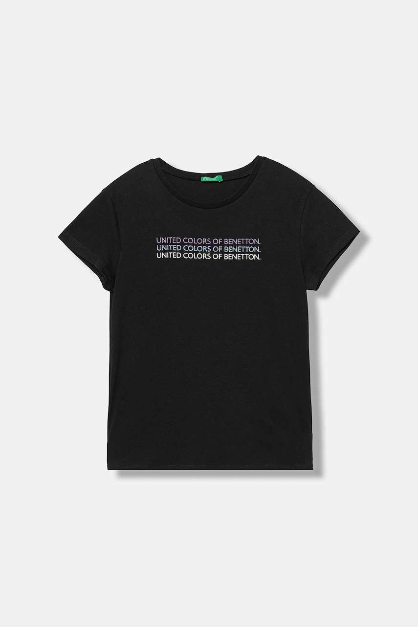 United Colors of Benetton tricou de bumbac pentru copii culoarea negru, 3I1XC10Q1