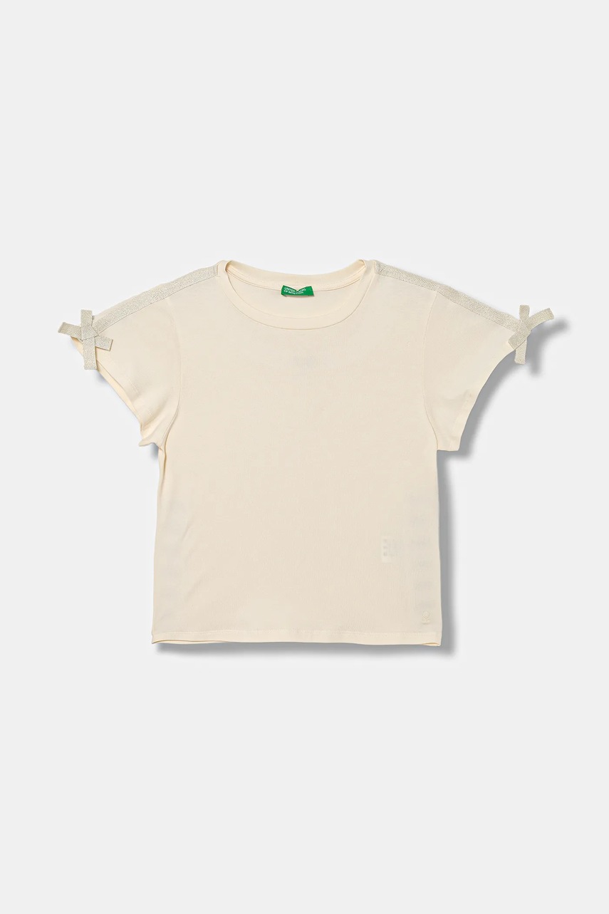 United Colors of Benetton tricou copii culoarea bej, 3P4ZC10QH