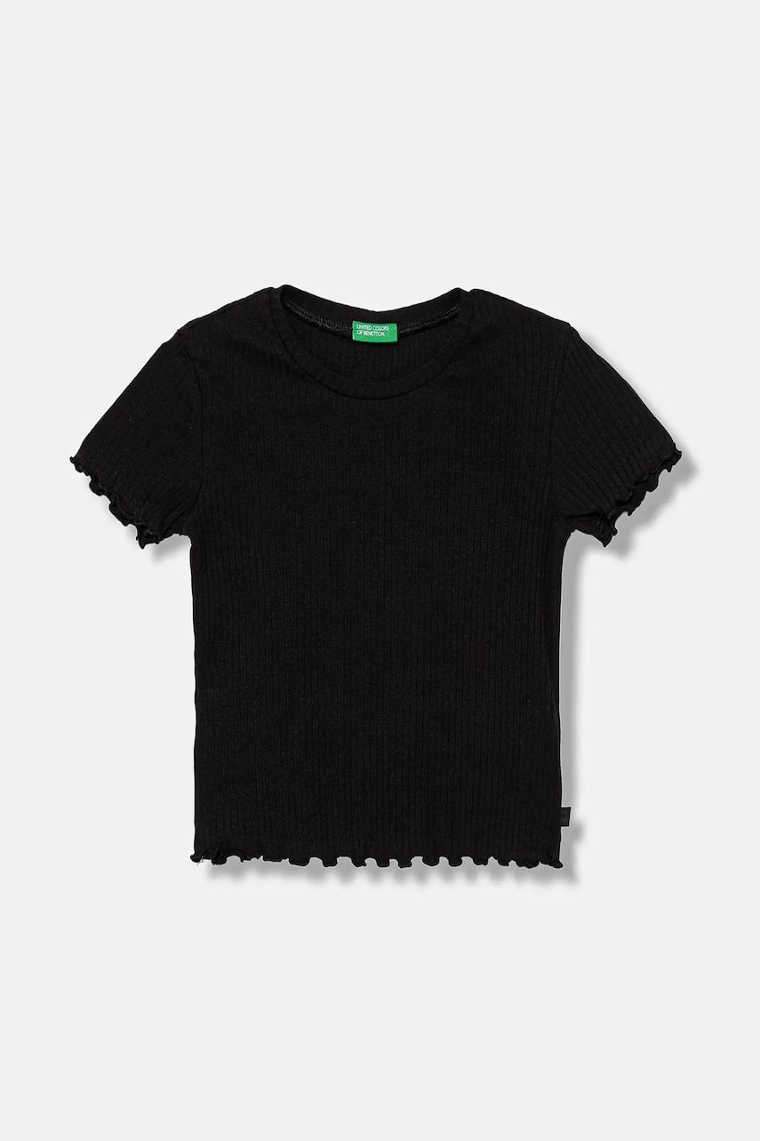 United Colors of Benetton tricou copii culoarea negru, 3F1AC10N4